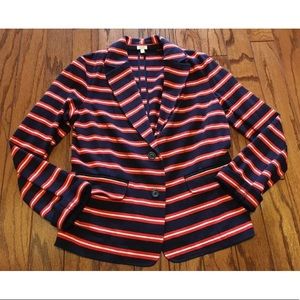 J Crew Small Striped Blazer Navy Blue striped